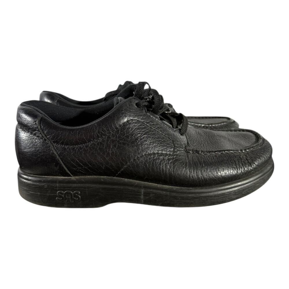 SAS Bout Time Shoes Men’s Size 8.5 M Black Leather Moc Toe Lace Up Comfort